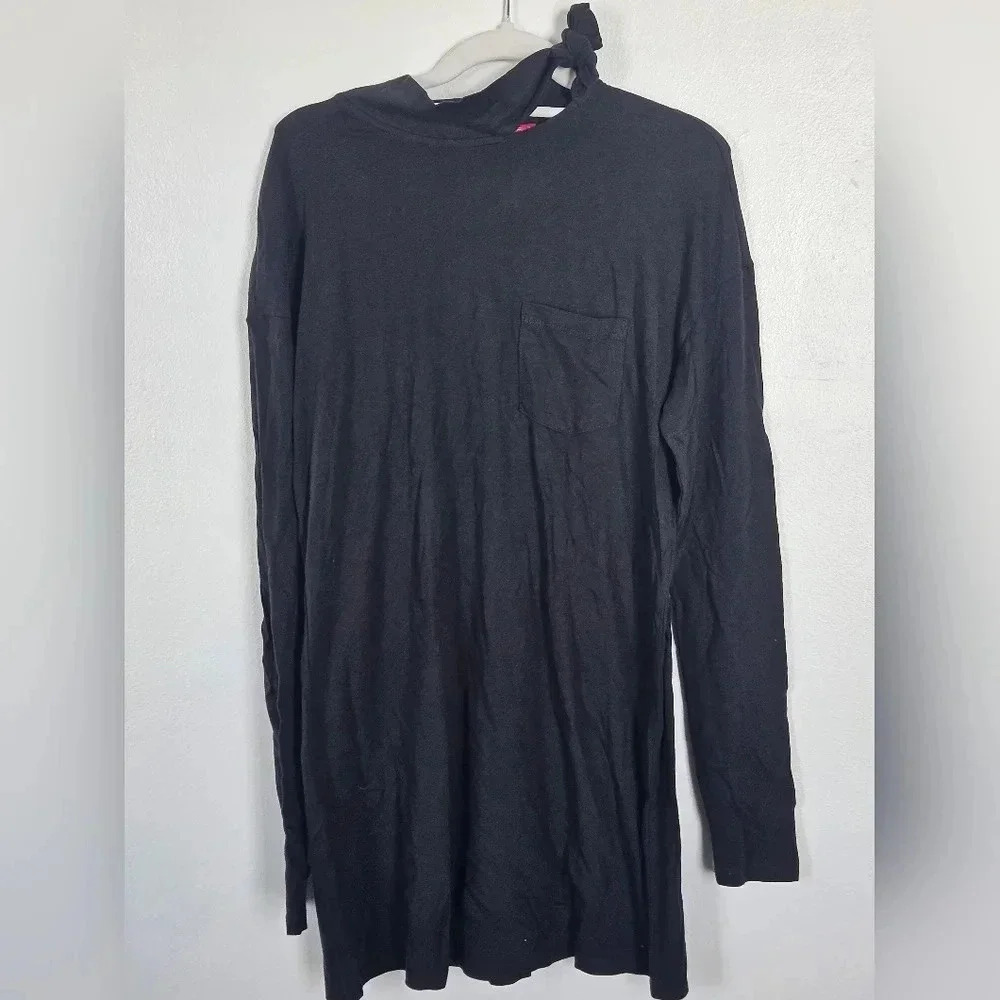 n:Philanthropy Meeko Long Sleeve Mock Neck‎ Tie Dress Black Cat Size Small NWT